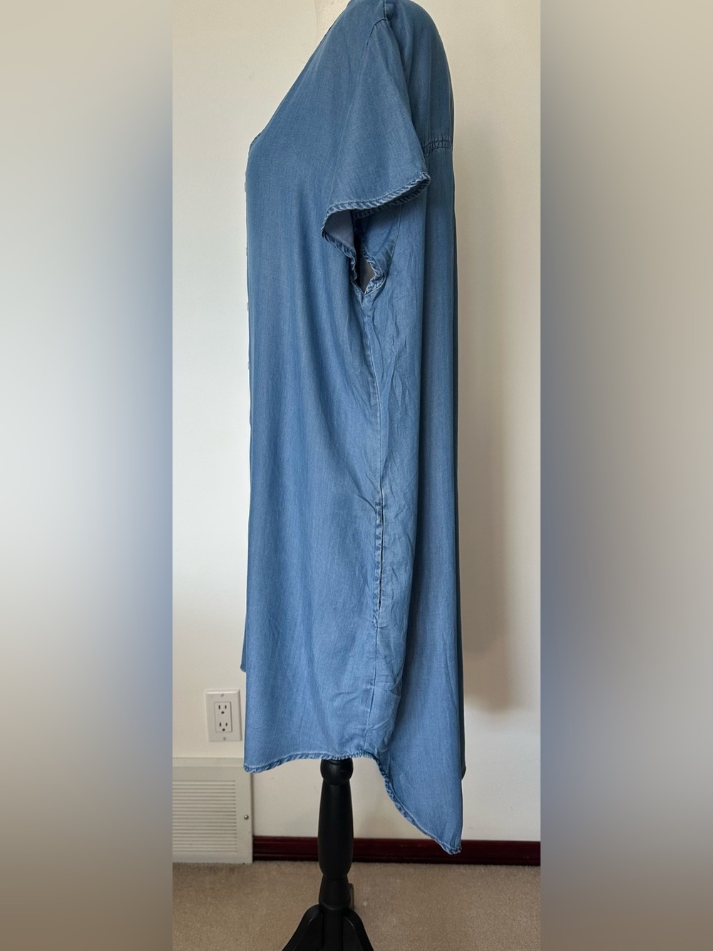 Standard Grace Chambray Denim Button Pull Over Dress Blue M Lightweight Comfort - Picture 5 of 12